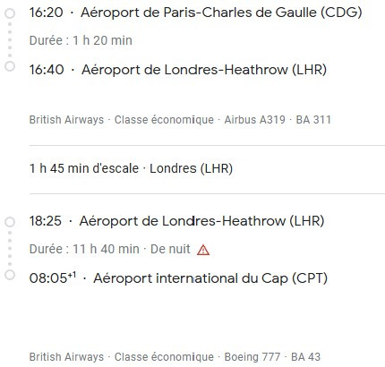VOS VOLS* BRITISH AIRWAYS de TOULOUSE - Vol aller