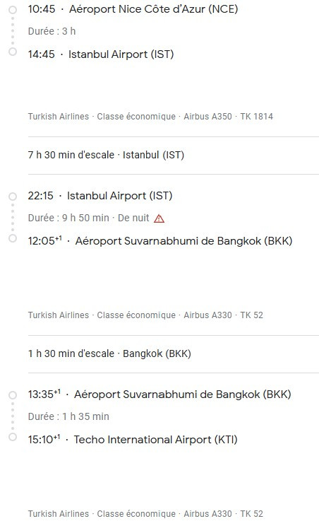 VOS VOLS* TURKISH AIRLINES de NICE - Vol aller