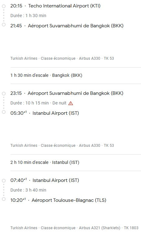 VOS VOLS* TURKISH AIRLINES de MARSEILLE - Vol retour