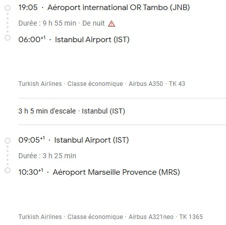 VOS VOLS* QATAR AIRWAYS de NICE - Vol retour