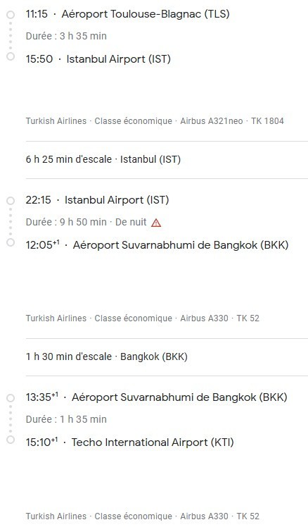 VOS VOLS* TURKISH AIRLINES de MARSEILLE - Vol aller