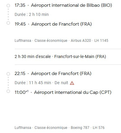 VOS VOLS* LUFTHANSA de BILBAO - Vol aller